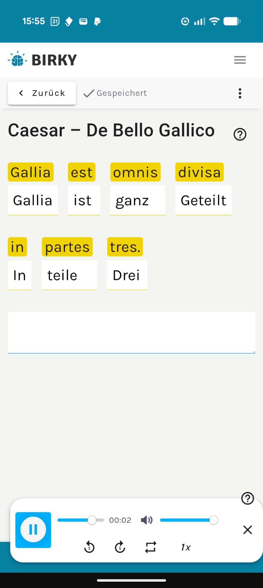 Birky - Latein lernen App: Lateintexte anhören und Aussprache trainieren